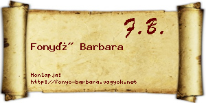 Fonyó Barbara névjegykártya